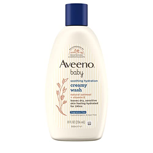 Aveeno Baby Soothing Hydration Creamy Body Wash with Natural Oatmeal, Baby Bath Wash for Dry & Sensitive Skin, Hypoallergenic, Fragrance-, Paraben- & Tear-Free Formula, 8 fl. oz