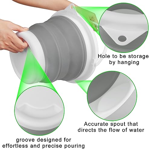 Collapsible Mop Bucket and Ice Bucket-5L(1.3 Gallon) Household Cleaning Silicone Dust Mops Bucket with no Wringer Set,Portable Bathroom Cleaning Supplies Bucket for Cleaning Caddy Spin Mops for Floor - Image 4