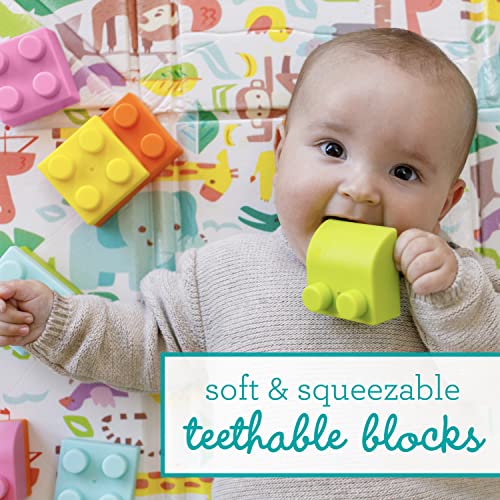 Infantino Super Soft 1st Building Blocks Activity Station, Easy-to-Hold for Babies & Toddlers, BPA-Free, Multi-Colored, 22-Piece Set with Storage Box and Mat - Image 8
