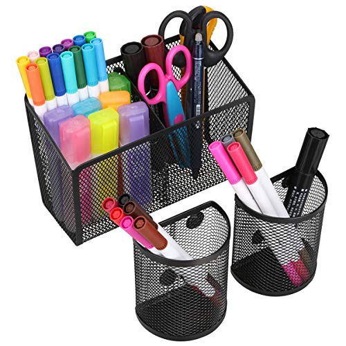 VICNOVA Magnetic Pencil Holder, Metal Strong Magnet Pen Cup Magnetic Marker Storage Basket Organizer to Hold Whiteboard Refrigerator Fridge Locker Accessories Teacher Must Haves Classroom Supplies