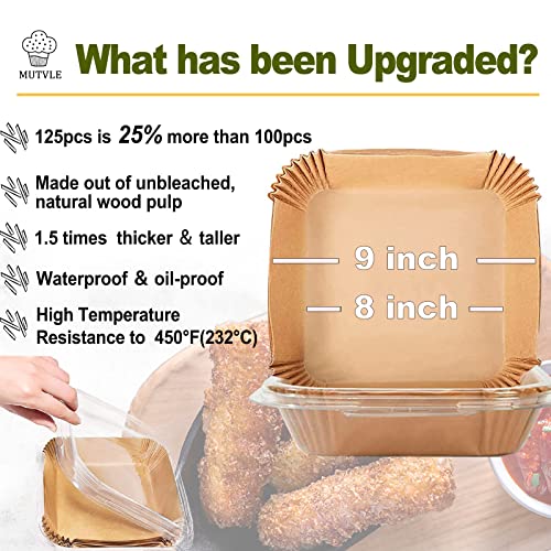 Large Air Fryer Disposable Paper Liners Square 9 Inch, 125 Pcs Parchment paper liner for 5-8QT Air fryer, Oil-proof, Water-proof, Parchment Baking Paper for Baking Roasting Microwave - Image 8