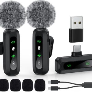 USB C Lavalier Microphone Wireless Mini Mic for Type-C Android Phone/Tablet/PC Video Recording Clip-on Mics with Rotatable Clip&Denoise Recording, Ideal for Vlog Tiktok Youtube Podcast Content Creator